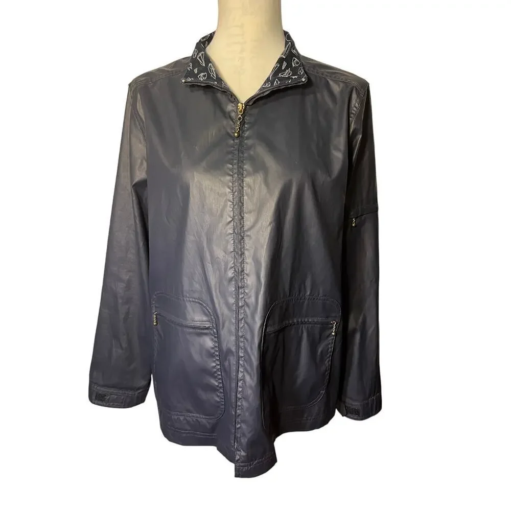 Cricket Lane Collections Women’s Size M Blue ￼Lightweight Zip Jacket, Y2K   ￼‎